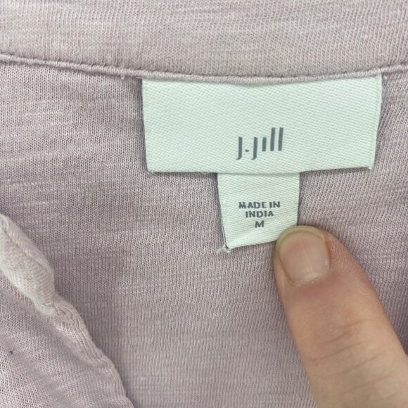 J Jill Top Womens Medium Purple Slub Stretch 3/4 Sleeve Tiered V Neck Pullover - Picture 5 of 10